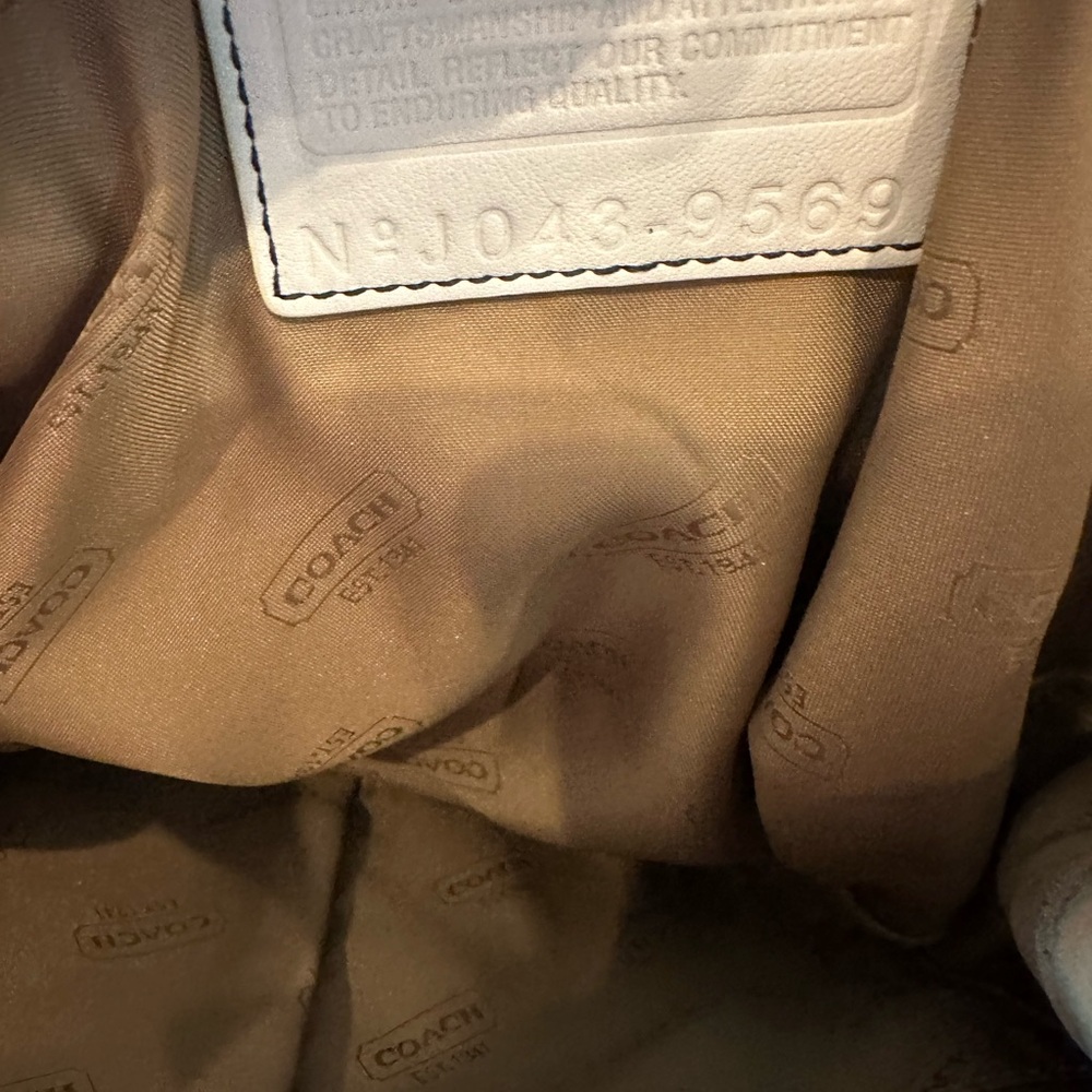 Coach Leather Drawstring Backpack with Contrast Trim - Navy  & Cream - Picture 15 of 16